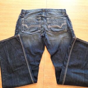 INC Berlin Slim Straight Men's Jeans White Stitching Embroidered Pockets 36/34